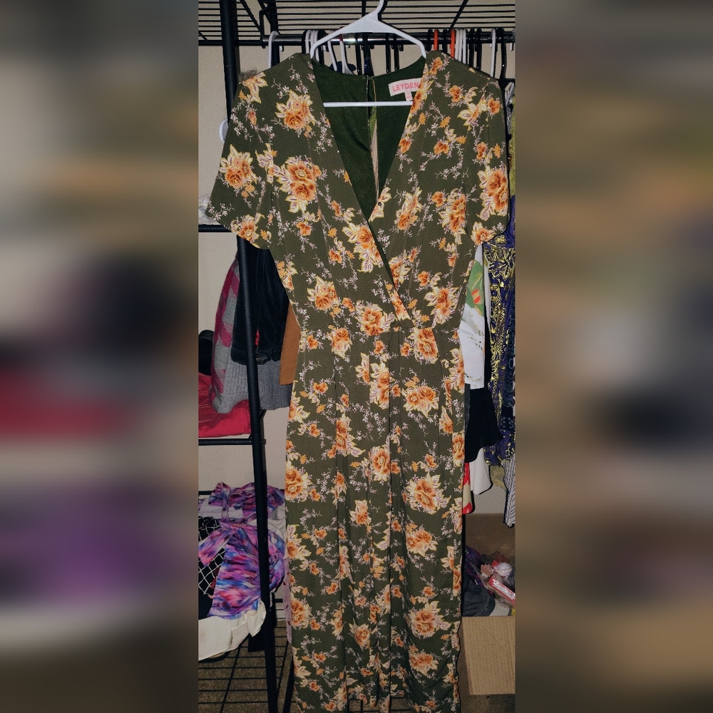 Green And Yellow Floral Jumpsuit
